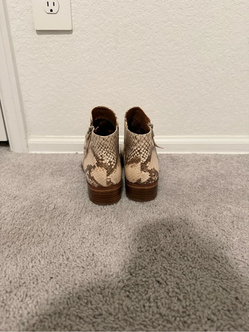 Aldo Women’s Snake-Print Ankle Boots in Beige and Brown 7.5